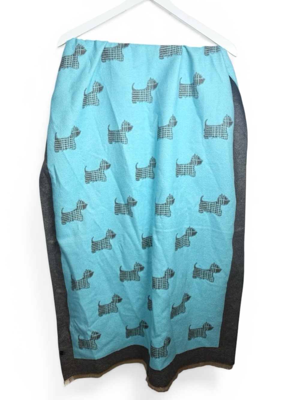 House of Tweed Large Reversible Scottie Dog Shawl Wrap Scarf with Fringe W2359